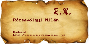 Rózsavölgyi Milán névjegykártya